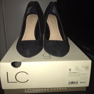 Lauren Conrad Black suede heels.